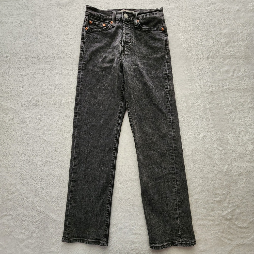Levi's Wedgie Straight Jeans Womens 27 Gray‎ High Rise Button Fly Denim 26W 26L